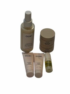 NWT OUAI full size leave in condition travel size oil, mask, anti frizz crème